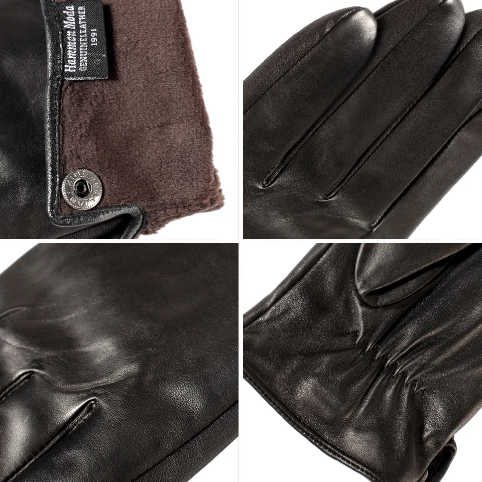 New winter Black mens leather gloves,Sheepskin gloves male winter,Simple men\'s leather gloves,High grade men\'s gloves - 8011Y