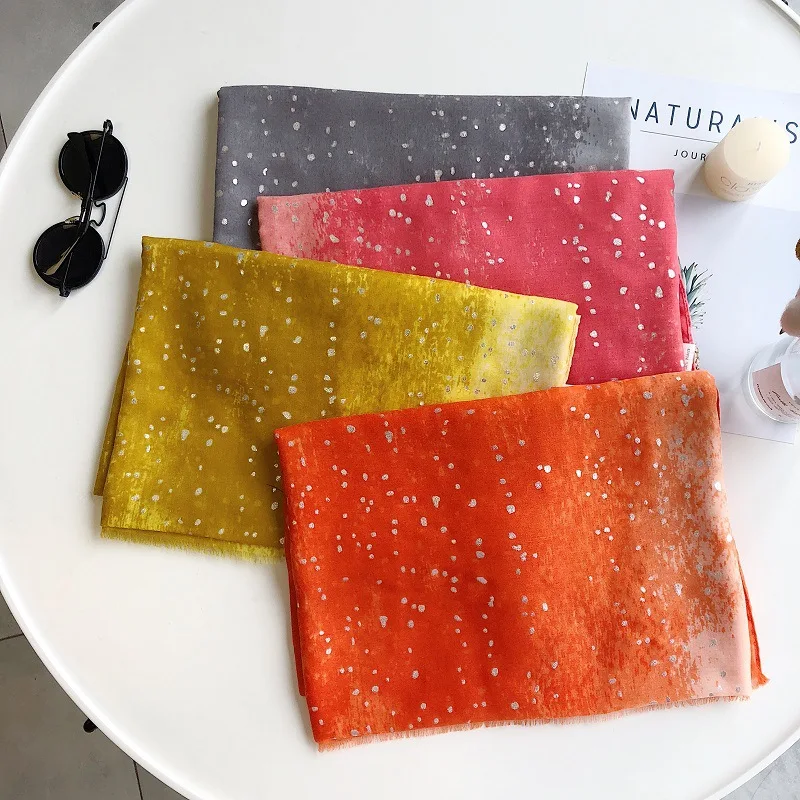 

2019 Newest Dot Print Luxury Fringe Scarves Shawls Beautiful Spot Silver Foil Wrap Scarf Hijab Muffler 4 Color Free Shipping
