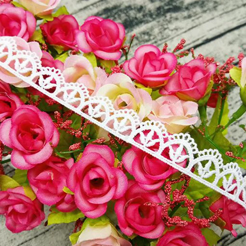 1/2/5 Yards Flower Lace Trims Eyelash Trimming 15MM Ribbon Tape DIY Curtain Wedding Dress Embroidery Sewing Crafts Decoration