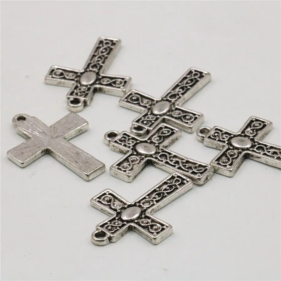

5PCS Accessories Jewelry Making Design Copper Metal Lucky Cross Kaddish DIY Loose Finding Pendant For Necklace Women 22x18mm