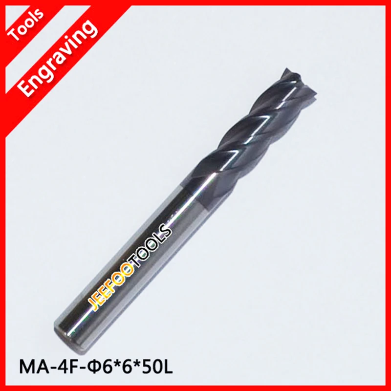 

6*6*50L 4 Flutes Tungsten Metal End Milling Tools, CNC Router Bits, Metal Cutting Tool