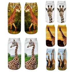 New Funny Giraffe Socks Character 3D Print Women Socks Cute Low Cut Ankle Socks Calcetines Mujer Fashion Female Short Sox