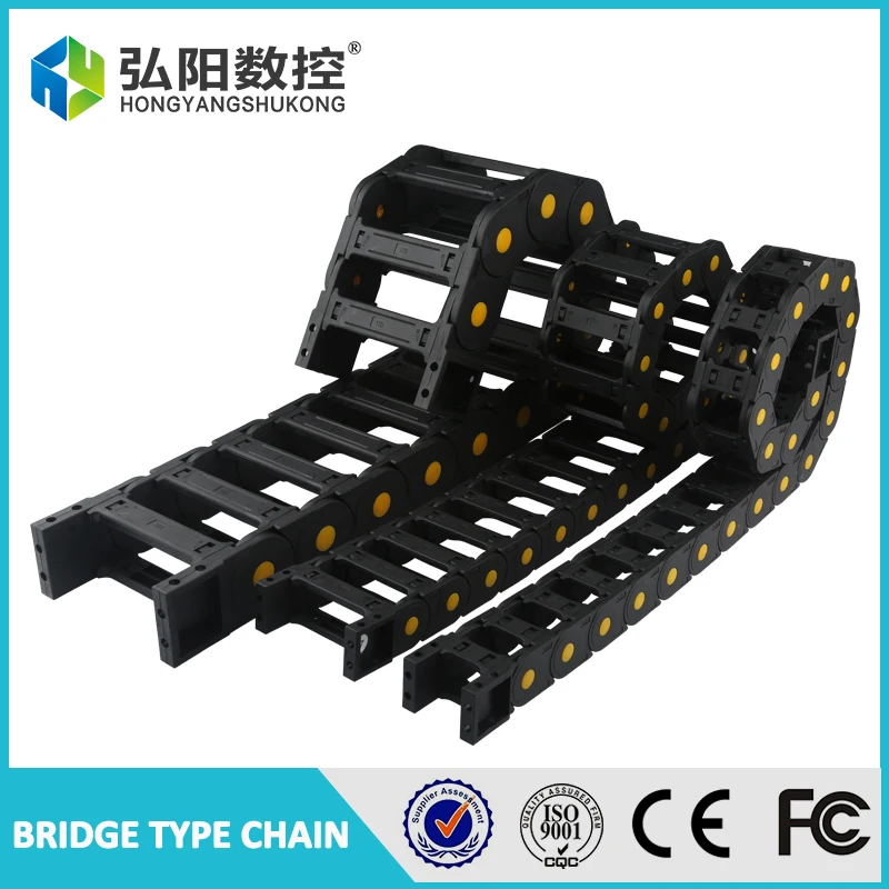 25 x 38mm 25 x 57mm 25 x 77mm Cable drag chain wire carrier drag link with end connectors plastic towline for CNC Router 1M