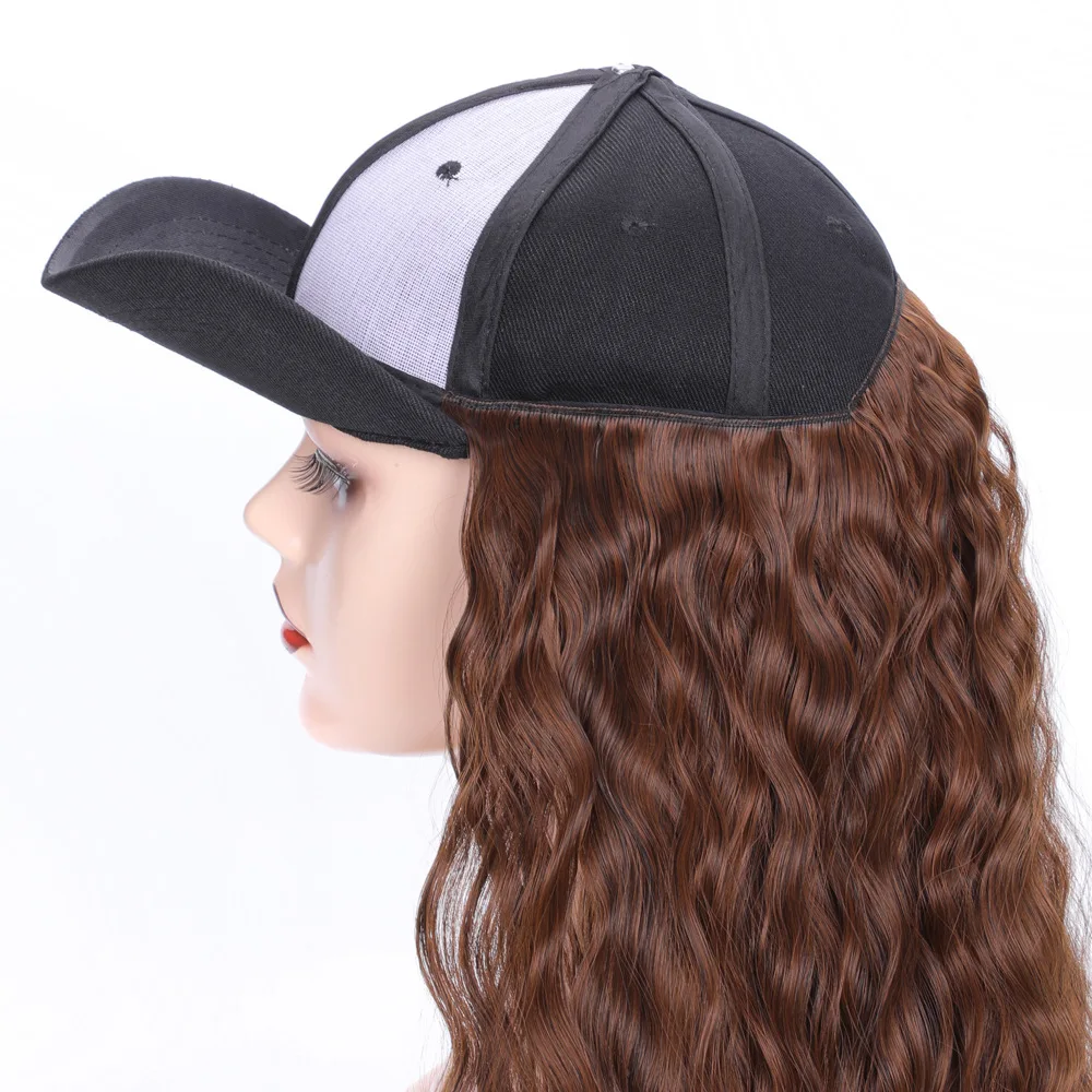Women's Wavy Curly Baseball Cap Wig for Daily Use