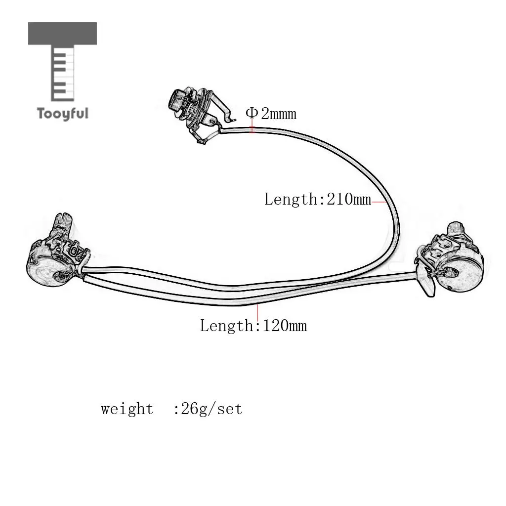 Tooyful Single Coil Pickup Wiring Harness 1 Tone 1 Volume & Jack for 3/4 String Cigar Box Guitar Parts