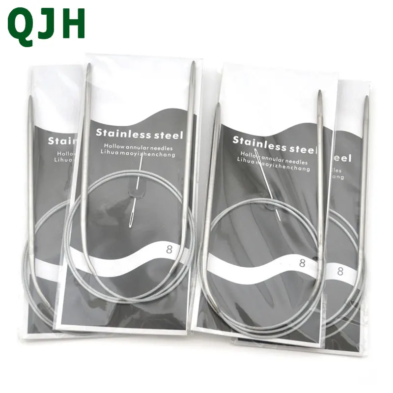 QJH 4pcs 4.0mm  New circular knitting needles 80cm Durable Stainless Steel Circular Knitting Needles Crochet Knitting Tools #8