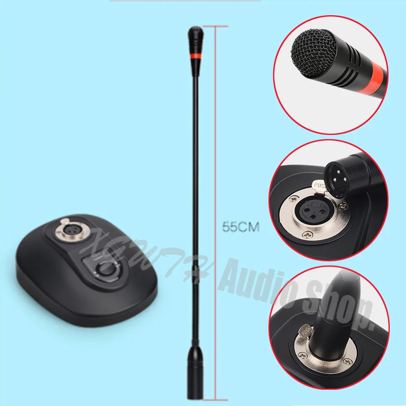 ميكروفون سلكي ذو رأس منحنية ومشهد مؤتمرات ، مزود طاقة ، مكثف صوت ، ميكروفون قلبي للغاية ، للمدرسة