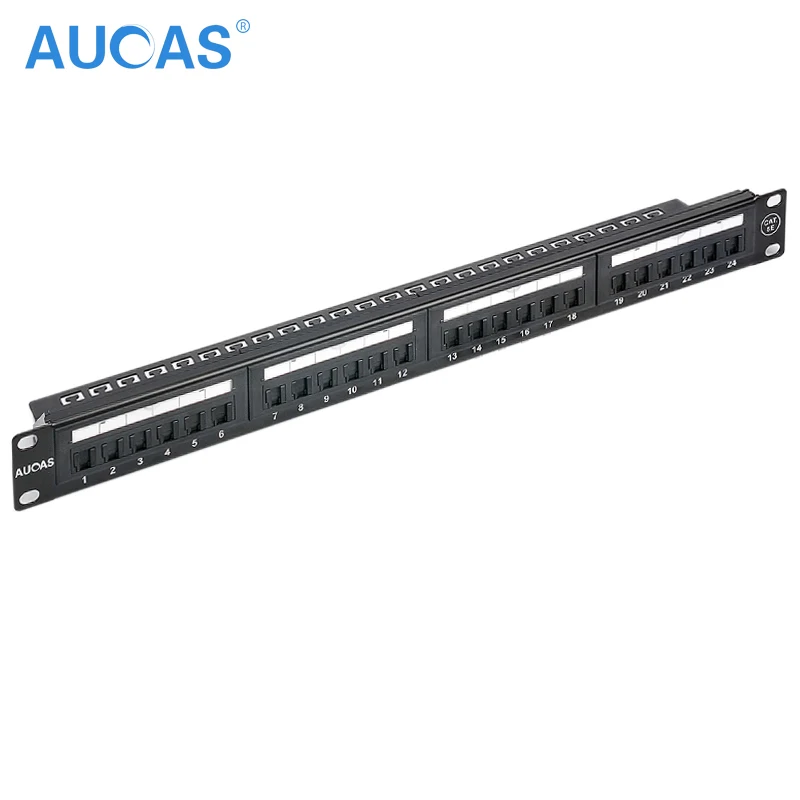 AUCAS Anti Dust CAT5E 24 Ports Patch Panel Frame with RJ45 keyston module jack connector plug adapters