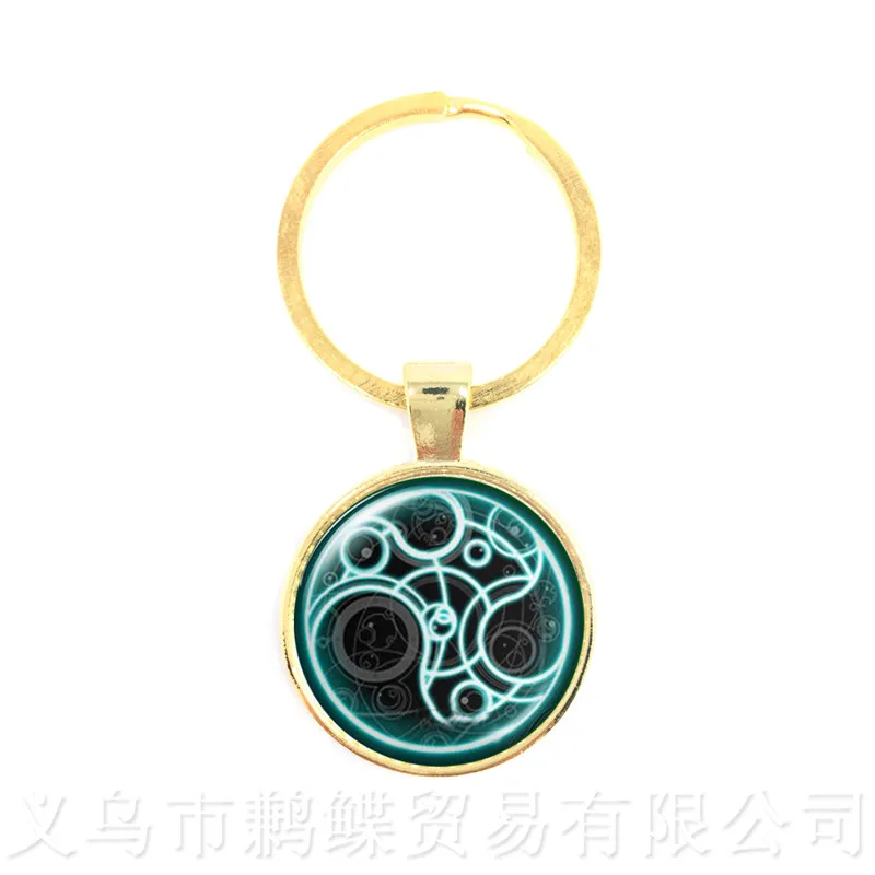 Teen Wolf Keychains Vintage Pentacle Wicca Glass Cabochon Locket Pendant Occult Charms Keyring Talisman Gift