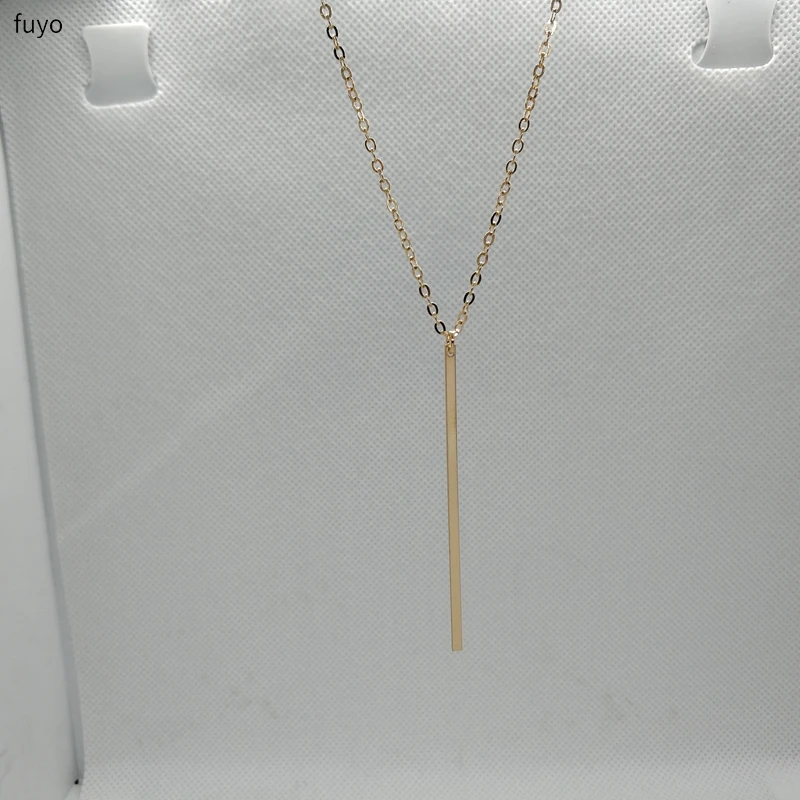 Fashion Stick Pendant Bar Long Necklace Hollow Girl Link Chain Copper Square Necklaces Long Strip Jewelry for Women Best Gift