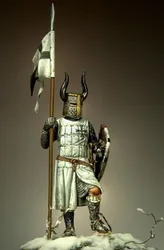 54mm Resin kit holding the flag of the Teutonic warrior