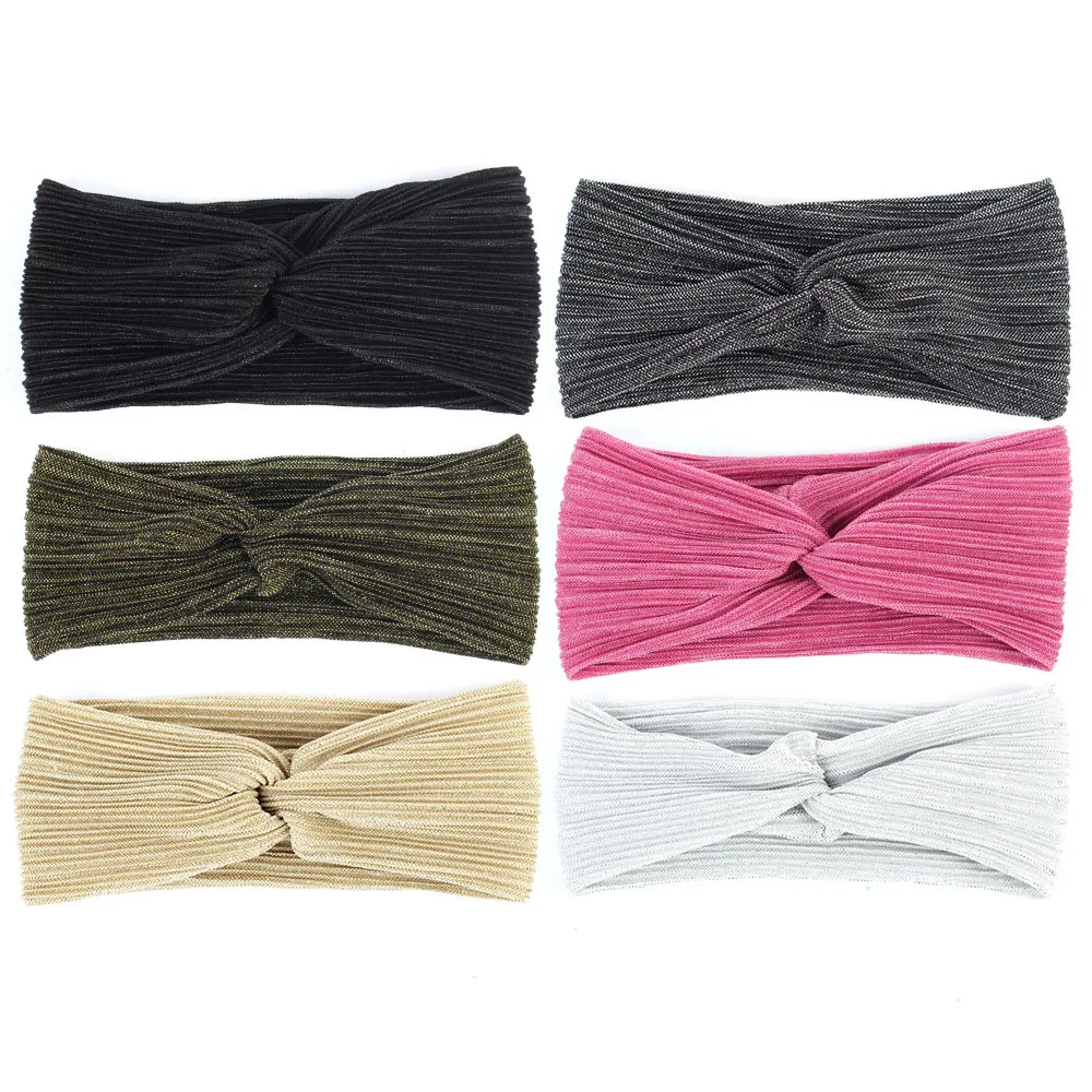 Geebro Women\'s Bronzing Color Folded Headband Summer Breathable Elastic Spa Headbands for Girls Mesh Hair Band Accessory DQ491