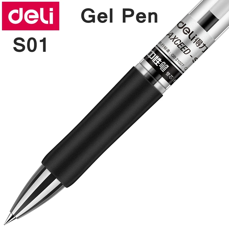 12PCS/LOT Deli S01 presss gel pen roller ball pen gel ink pen 0.5mm 3 colors optional China top brand Deli