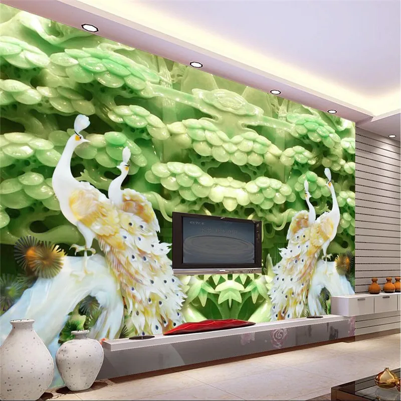 

beibehang Home Decor Peacock carvings flowers Murales De Pared Wallpaper 3d Hotel Background Modern Mural for Living Room