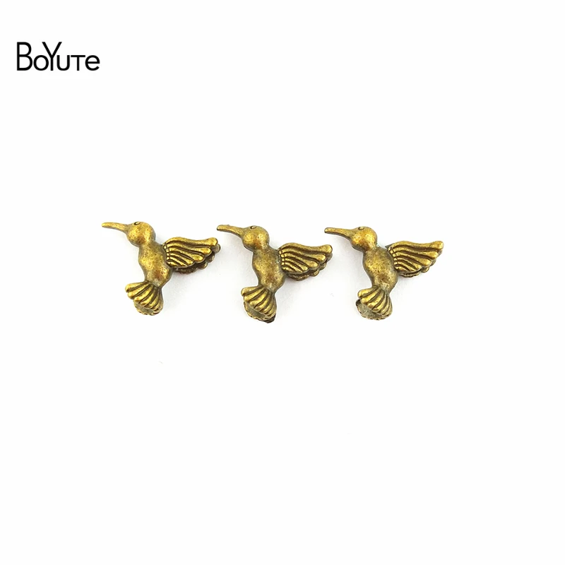 BoYuTe (50 Pieces/Lot) 18*15*8MM Vintage Charms Hummingbird Pendant Antique Bronze Silver Fit Bracelets Diy Metal Jewelry Making