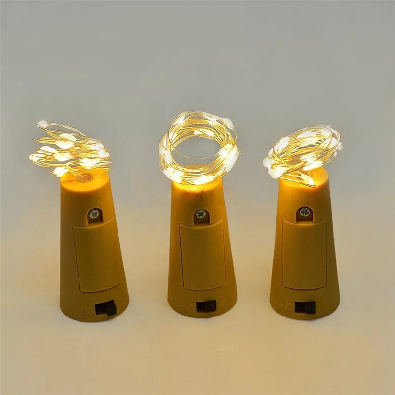 Guirnalda de alambre de cobre de 2M, 20LED, Corker, cadena de luces de hadas para botella artesanal de vidrio, decoración de Año Nuevo/Navidad/boda