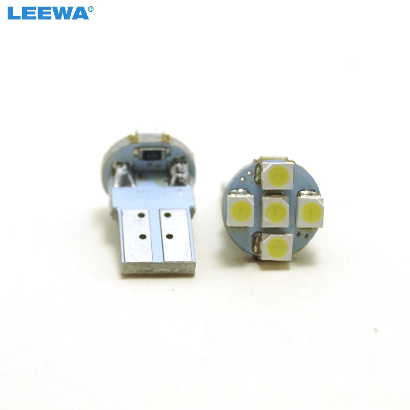 LEEWA 50pcs DC12V T10/194/168 Wedge 1W 1210 5SMD LED White Light Car License Plate Indoor Parking Lamp  #CA4637