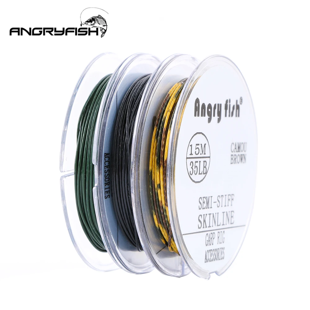Angryfish 15m Carp fishing line Coated Hook Link Skin Line 15LB/25LB/35LB