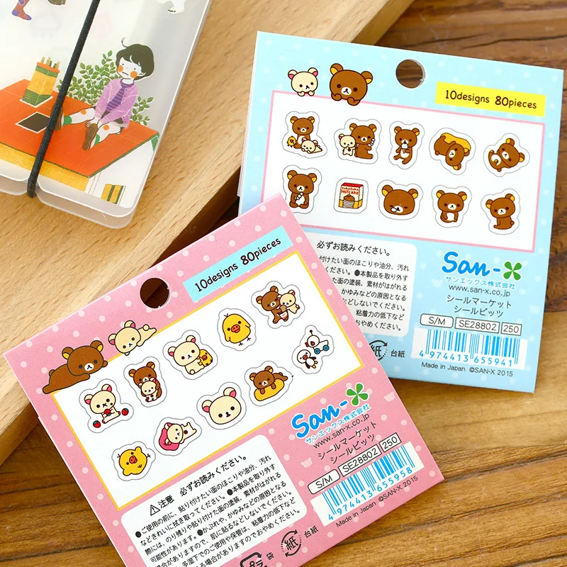 Rilakkumaミニペーパーステッカーバッグ,日記用ステッカー,日記,スクラップブッキングアルバム,カワイイステーショナリー,ピース/ロット