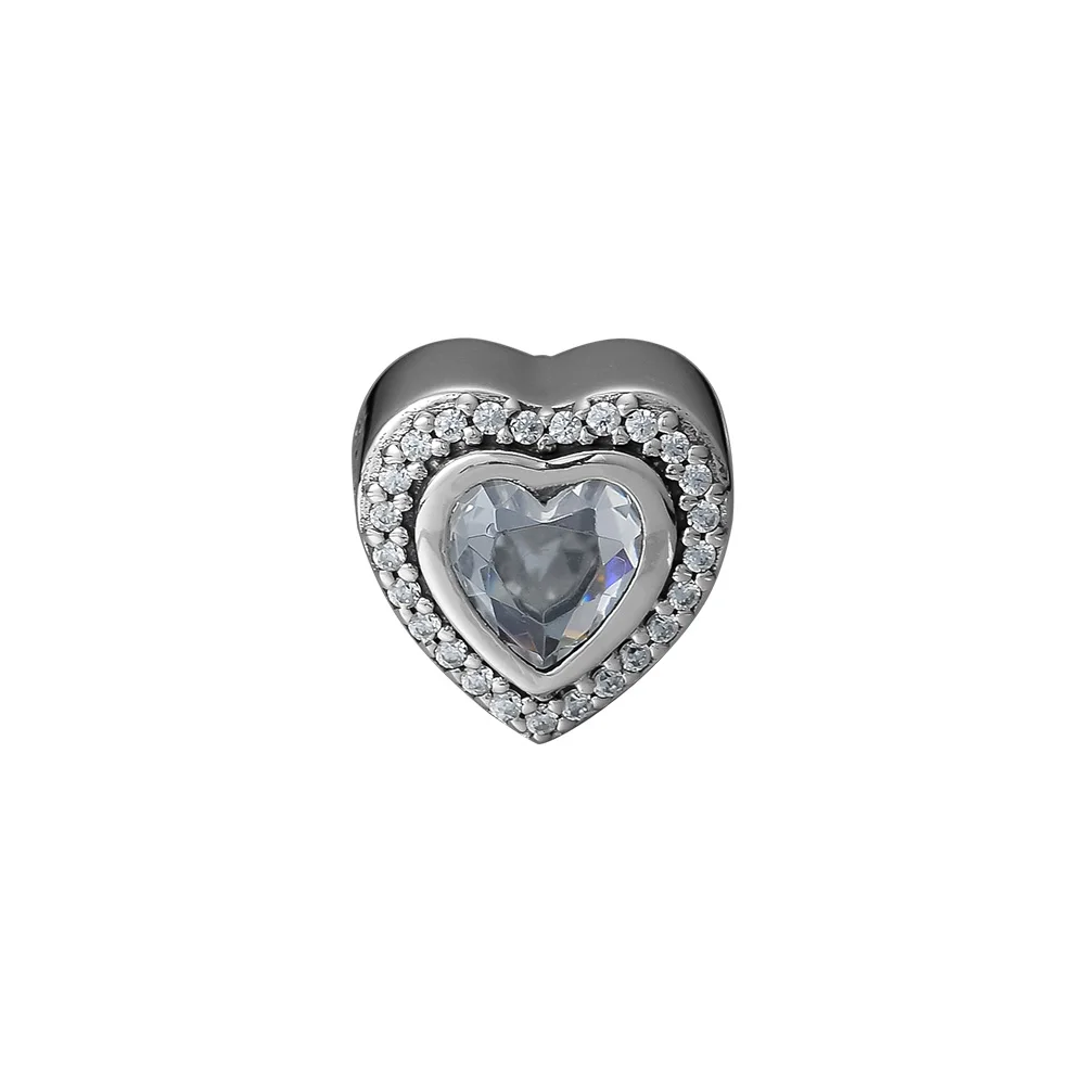 

Sparkling Love Heart Charm Fits Woman Charm Bracelet & Choker Sterling Silver Jewelry Beads For Jewelry Making