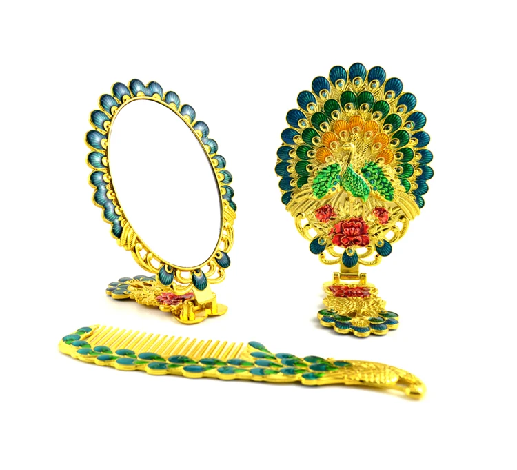 

Европейское большое овальное складное ручное зеркало в виде павлина, декоративное металлическое зеркало, портативное домашнее зеркало для макияжа, косметическое зеркало для подарков J055