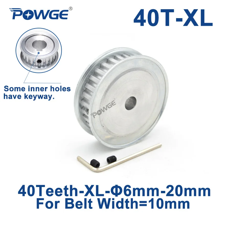 POWGE 40 Teeth XL Timing pulley Bore 6/8/10/12/12.7/14/15/19/20mm for width 10mm XL Synchronous Belt 40-XL-10 AF 40teeth 40T