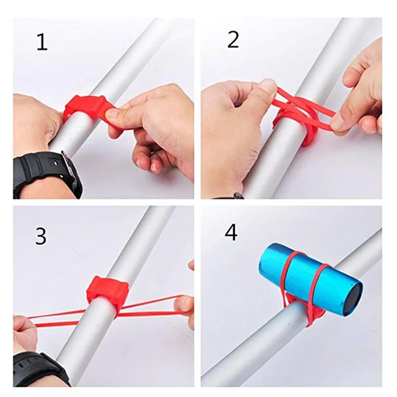 MTB Cycling Bike Bicycle Silicone Band Flash Light Flashlight Phone Strap Tie Ribbon Mount Holder