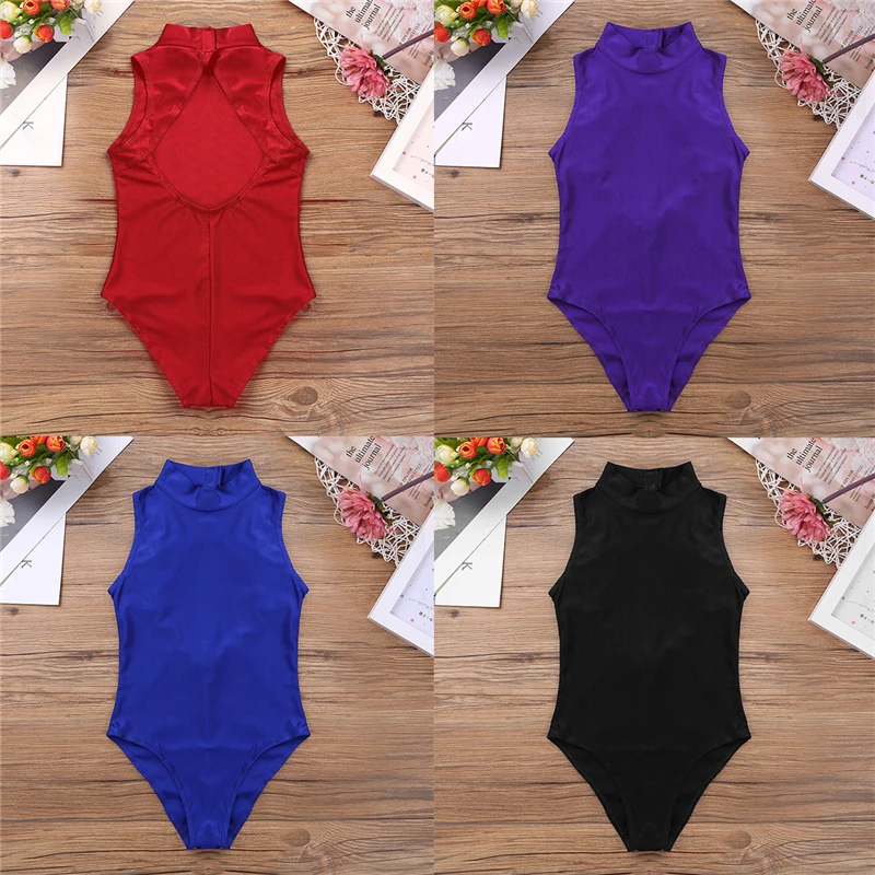 IIXPIN Cô Gái Nhảy Múa Ba Lê Leotard Không Tay Mở Lại Cao Mock-Cao Cổ Cổ Cutout Lại Ba Lê Thể Dục Dụng Cụ Leotard Phù Hợp Với Cơ Thể