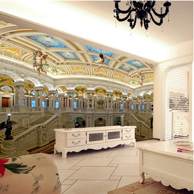 

Latest custom 3D large mural,3 d european-style luxury palace angels ,living room tv background bedroom wall wallpaper