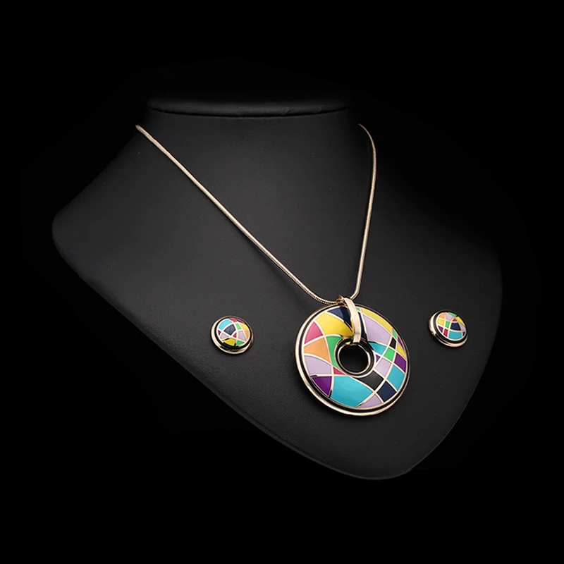 R&X  Necklace Set Women Trendy Gift Sieraden Sets Anniversary Engagement Necklace/Earrings S22101 Stainless Steel Enamel Jewelry