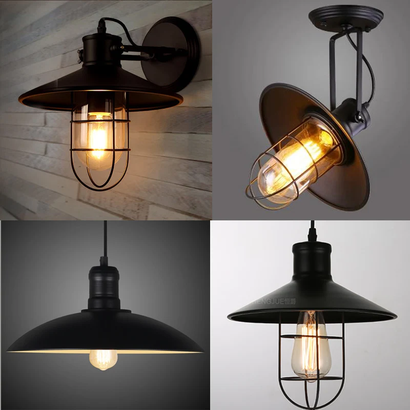 

EU warehouse E27 Edison bulb black wall Lamp loft bedroom bedside vintage balcony american Indoor wall lights