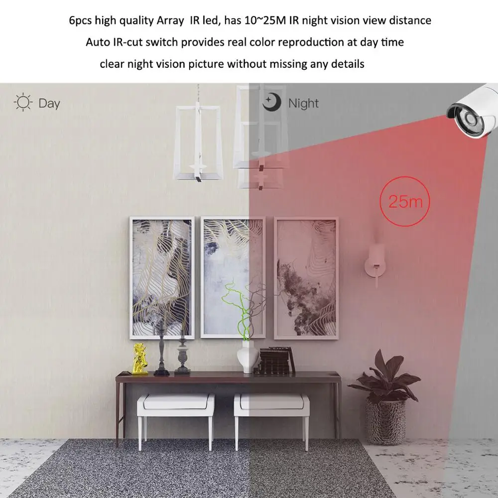 AZISHN H.265 5MP كاميرا IP معدنية 2880X1616 كامل HD كشف الحركة 25 متر للرؤية الليلية IP66 في الهواء الطلق XMEye P2P كاميرا تلفزيونات الدوائر المغلقة