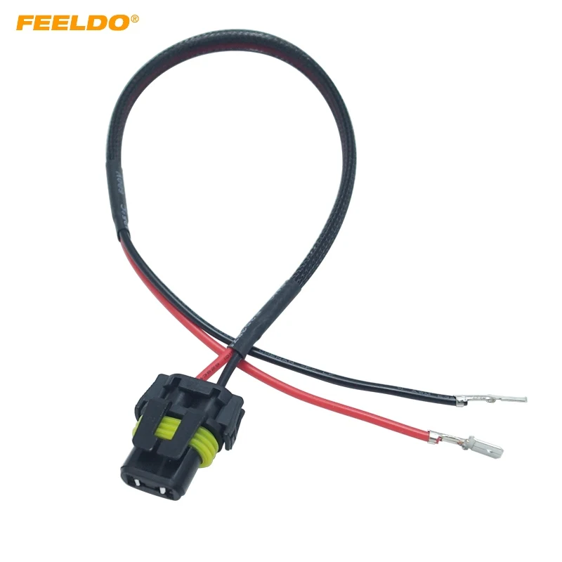 FEELDO 1PC 12V 35W 55W Auto HID Conversion Kit Xenon Lamp Bulb Power Wire Harness Female Plug Cord H11 HID Kit Power Cable