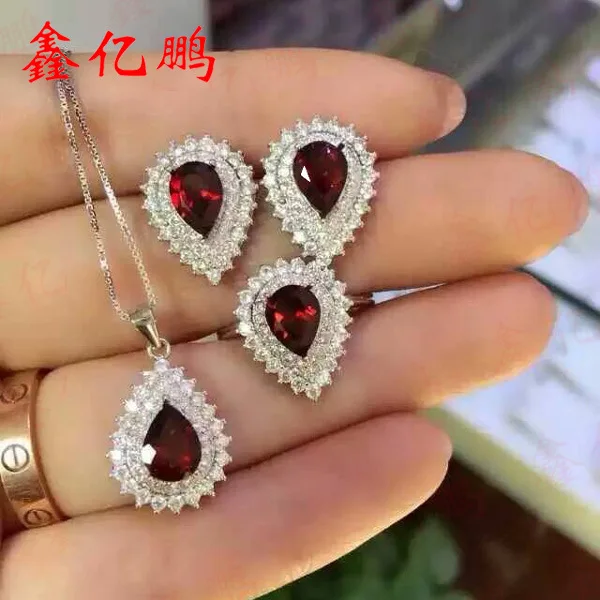 

925 silver inlaid garnet suit