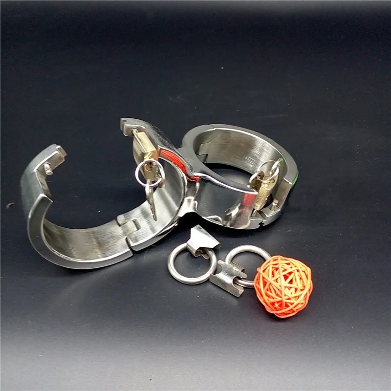 New Stainless Steel Fixed Handcuffs Wrist Restraint Shackles Bondage Lock Manacle Adult BDSM Product Sex Toy For Male Female 065