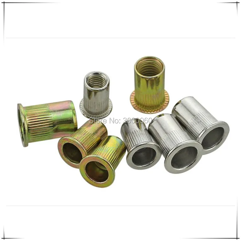 200 قطعة 1/4-20 لون الزنك مطلي الصلب مخرش الجسم شقة رئيس الداخلية الخيوط برشام الجوز #3