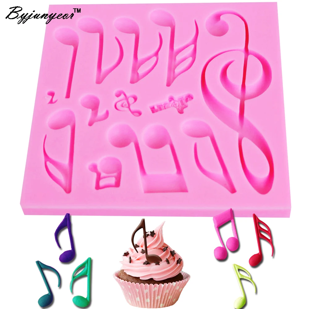 Byjunyeor M272 Music Notes UV Resin Silicone Mold Fondant Chocolate Candy Lollipop Crystal Epoxy Soft Clay Bake Tool