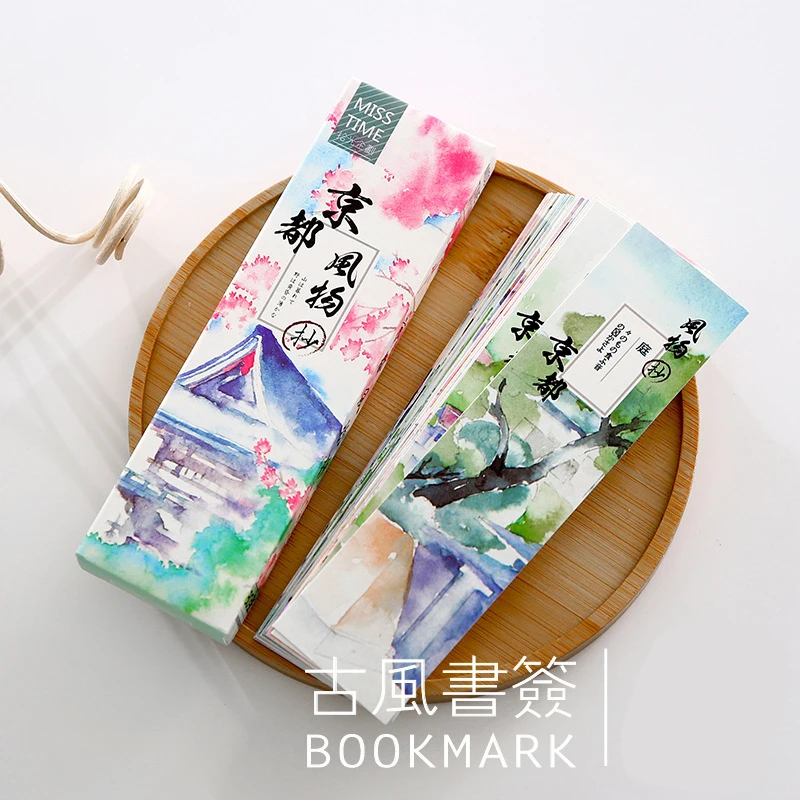 30PCS/lot Paper Bookmark Stationery Bookmarks Book Holder Message Card School Supplies Kyoto Scenery Copy