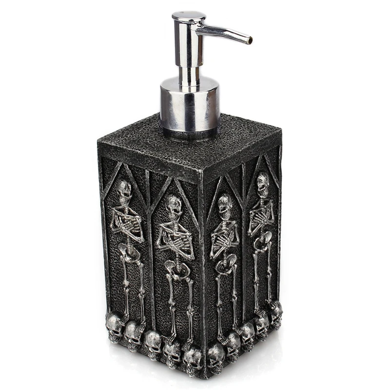 Crypt Skull Liquid Soap Dispenser Shower Shampoo Bottle Dispenser Pump Bathroom Body Wash Lotion Hand Sanitizer Resin Container