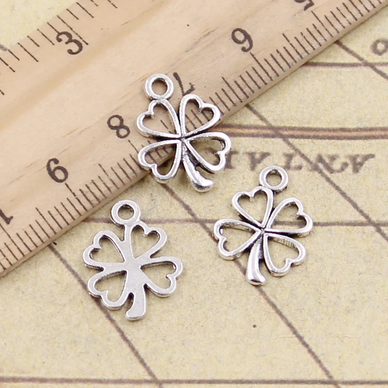 30pcs Charms Lucky Irish Four Leaf Clover 17x14mm Tibetan Bronze Silver Color Pendants Antique Jewelry Making DIY Handmade Craft