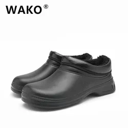 WAKO JM9031 Men Chef Shoes for Winter Fur Lined Cook Shoes Anti-slip Oilproof Waterproof Shoes for Restaurant Kitchen #36-45