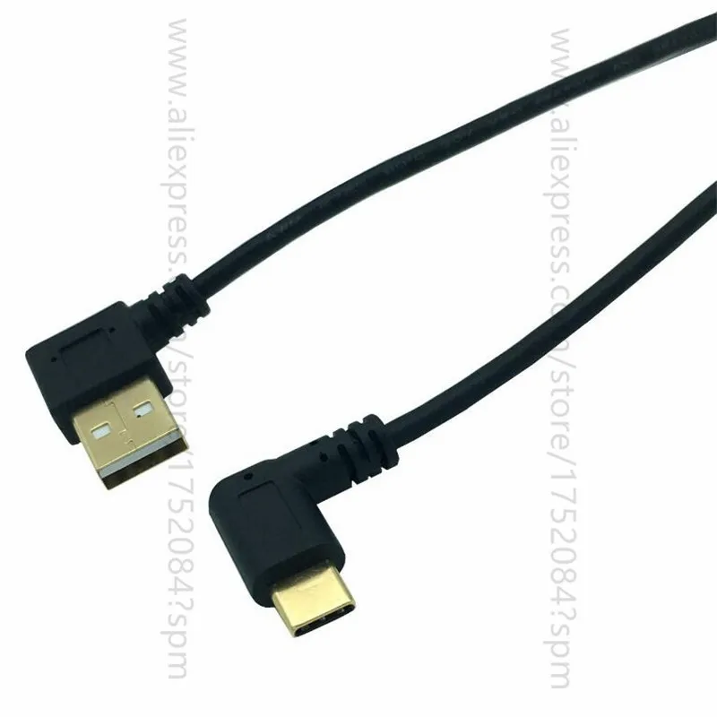ゴールドメッキ直角usb2.0 (タイプa)男性にusb3.1 (タイプc)男性左&右アングルusbデータ同期&充電ケーブルコネクタ