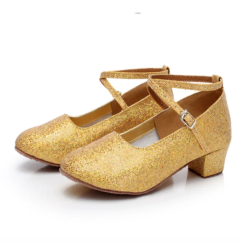 Girl's Low Heel Modern Dance Shoes Ballroom Tango Salsa Latin Dancing Shoes For Women Sequins Modern Dance Shoes For Ladies