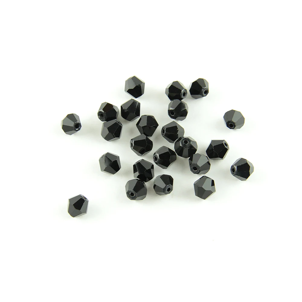 1440pcs/bag 6mm Black Jewelry Part Bicone Glass Beads Ornament Jewelry Glass Beads for Making Diy Decoration