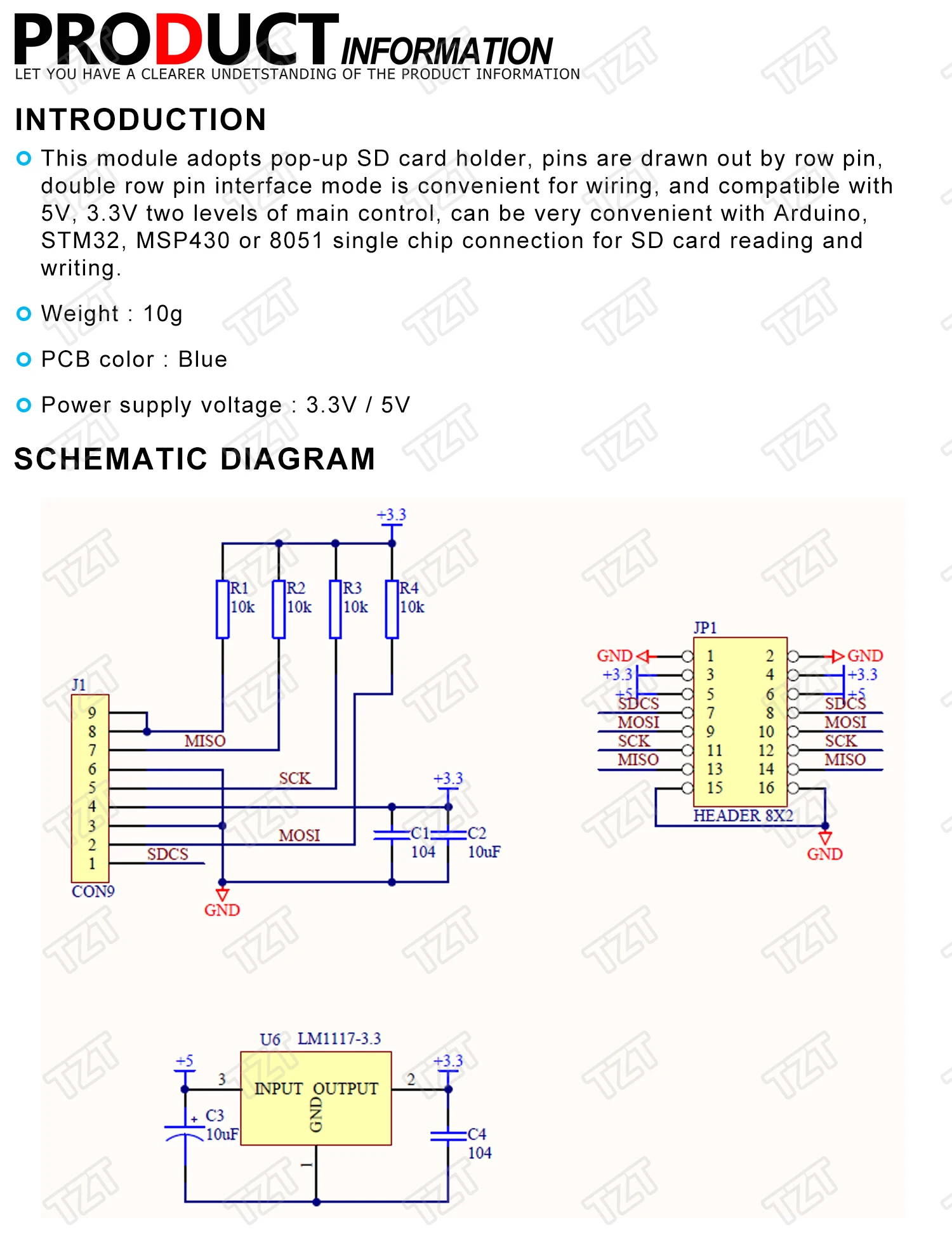 1/3PCS TZT Lese- und Schreibmodul SD-Kartenmodul Steckplatz Leser für Arduino – Detail 1