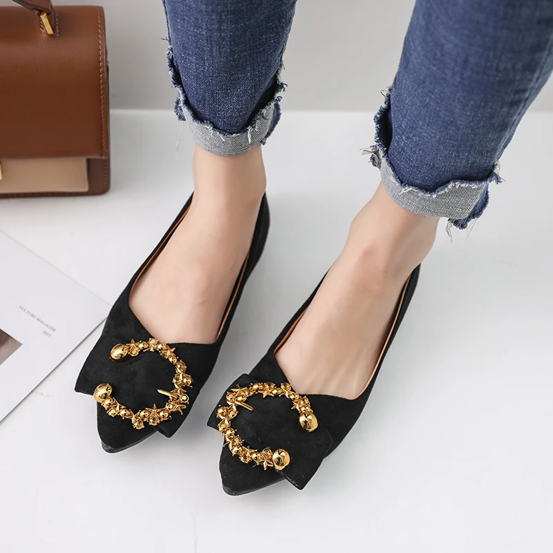 Women's New  Spring Fashion Versatile Flat Shoes, Outdoor Women's Shoes With A Shallow Sasual Metal Buckle