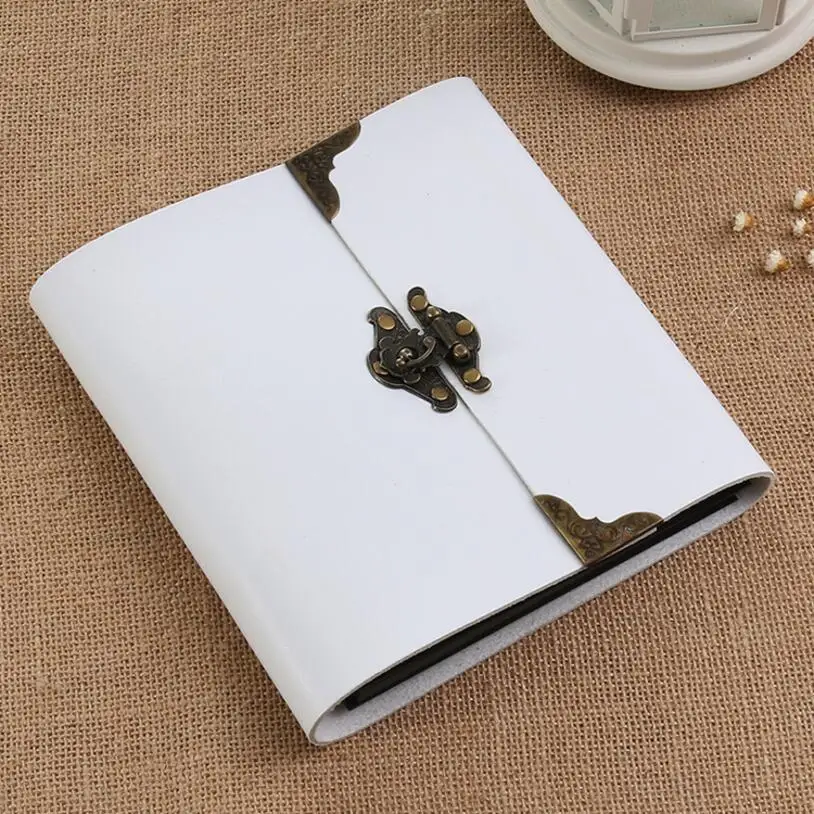 5/10/12 Inch Literary DIY retro leather photo album Paste handmade baby couple album Polaroid album with Sticker Gift Black Page