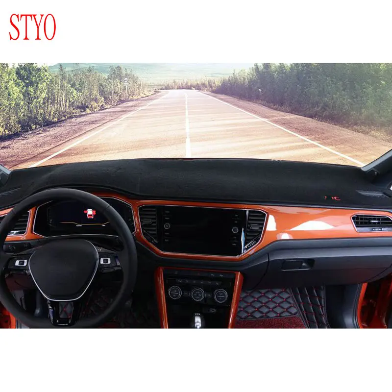 

STYO Car dashboard cover Mats Avoid light pad Instrument platform desk Carpets For LHD VW T-ROC 2018