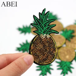 10pcs/lot DIY Pineapple Patches Iron on Clothes patch Embroidered Sequined Appliques Handmade Stickers for bags Badge Accessory