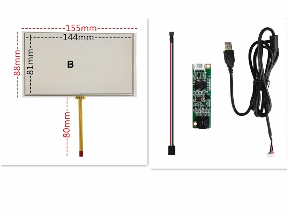 Nieuwe 6.2 Inch 4-Wire Weerstand Touchscreen 155*88Mm + Usb Interface Touch Panel Controller